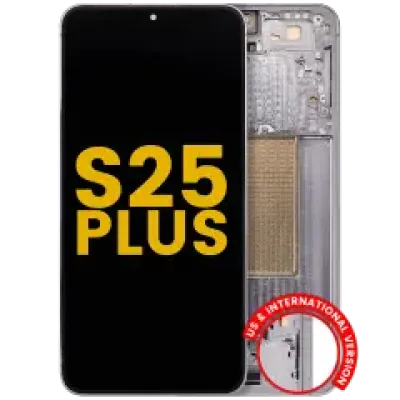 Дисплейний модуль (OLED) з рамкою для Samsung Galaxy S25 Plus 5G (US & International Version) (Refurbished) (Silver Shadow)