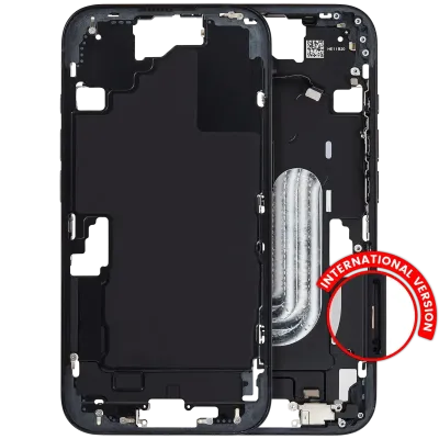 Mid-Frame Housing W/ Small Parts For iPhone 16 (EU / Global Version) (Used OEM Pull: Grade A) (Black)