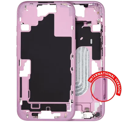 Mid-Frame Housing W/ Small Parts For iPhone 16 (EU / Global Version) (Used OEM Pull: Grade A) (Pink)