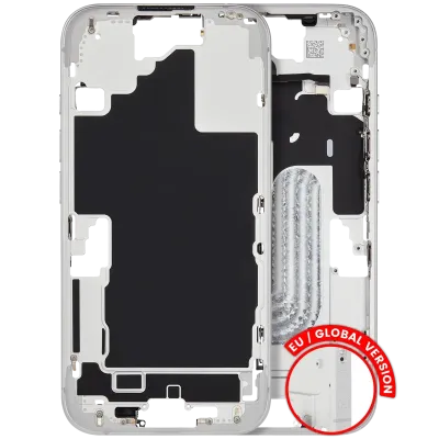 Mid-Frame Housing W/ Small Parts For iPhone 16 (EU / Global Version) (Used OEM Pull: Grade A) (White)