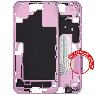 Mid-Frame Housing W/ Small Parts For iPhone 16 Plus (EU / Global Version) (Used OEM Pull: Grade A) (Pink)