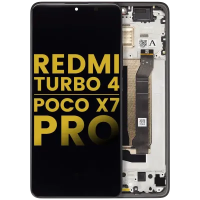 Дисплейний модуль (OLED) з рамкою для Xiaomi Redmi Turbo 4 / Xiaomi Poco X7 Pro (Refurbished) (чорний)
