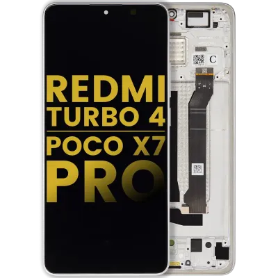 OLED Assembly With Frame For Xiaomi Redmi Turbo 4 / Xiaomi Poco X7 Pro (Refurbished) (White)