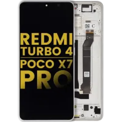 Дисплейний модуль (OLED) з рамкою для Xiaomi Redmi Turbo 4 / Xiaomi Poco X7 Pro (Refurbished) (білий)