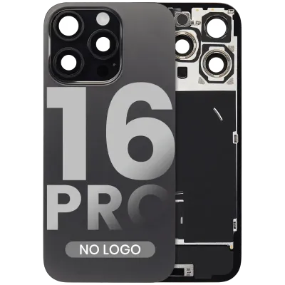 Back Glass w/ MagSafe Magnet & NFC & Flashlight Flex For iPhone 16 Pro (No Logo) (Aftermarket) (Black Titanium)