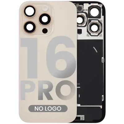 Back Glass w/ MagSafe Magnet & NFC & Flashlight Flex For iPhone 16 Pro (No Logo) (Aftermarket) (Desert Titanium)
