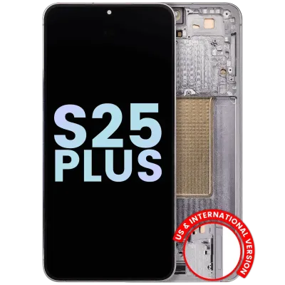 Дисплейний модуль (OLED) для Samsung Galaxy S25 Plus 5G (US & International Version) з рамкою (Service Pack) (Silver Shadow)