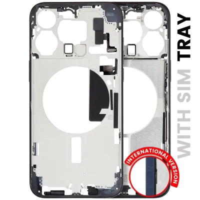 Mid-Frame Housing W/ Small Parts For iPhone 15 Pro Max (EU / Global Version) (Used OEM Pull: Grade C) (Blue Titanium)