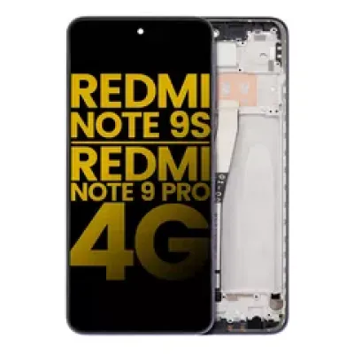 Дисплейний модуль (LCD) з рамкою для Xiaomi Redmi Note 9S / Redmi Note 9 Pro 4G (Aftermarket Plus) (Interstellar Gray)