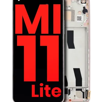 OLED Assembly With Frame For Xiaomi Mi 11 Lite / Xiaomi Mi 11 Lite 5G (Aftermarket Plus) (Peach Pink)