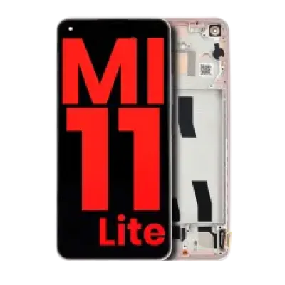 Дисплейний модуль (OLED) з рамкою для Xiaomi Mi 11 Lite / Xiaomi Mi 11 Lite 5G (Aftermarket Plus) (Peach Pink)