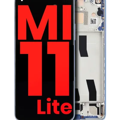 OLED Assembly With Frame For Xiaomi Mi 11 Lite / Xiaomi Mi 11 Lite 5G (Aftermarket Plus) (Bubblegum Blue)