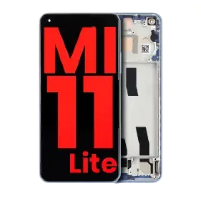 Дисплейний модуль (OLED) з рамкою для Xiaomi Mi 11 Lite / Xiaomi Mi 11 Lite 5G (Aftermarket Plus) (Bubblegum Blue)