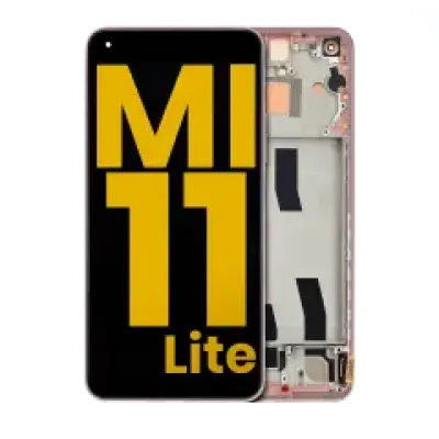 Дисплейний модуль (OLED) з рамкою для Xiaomi Mi 11 Lite / Xiaomi Mi 11 Lite 5G (Refurbished) (Peach Pink)