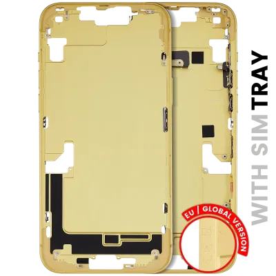 Mid-Frame Housing W/ Small Parts For iPhone 14 Plus (EU / Global Version) (Used OEM Pull: Grade B) (Yellow)