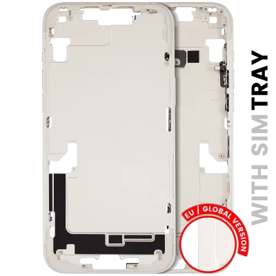 Mid-Frame Housing W/ Small Parts For iPhone 14 Plus (EU / Global Version) (Used OEM Pull: Grade B) (Starlight)