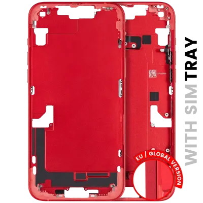 Mid-Frame Housing W/ Small Parts For iPhone 14 Plus (EU / Global Version) (Used OEM Pull: Grade B) (Red)