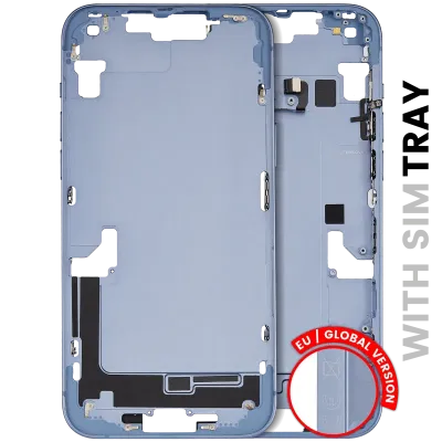 Mid-Frame Housing W/ Small Parts For iPhone 14 Plus (EU / Global Version) (Used OEM Pull: Grade C) (Blue)