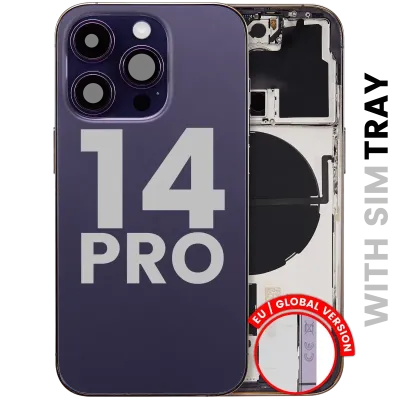 Back Housing W/ Small Parts For iPhone 14 Pro (EU / Global Version) (Used OEM Pull: Grade C) (Deep Purple)