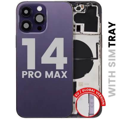 Back Housing W/ Small Parts For iPhone 14 Pro Max (EU / Global Version) (Used OEM Pull: Grade C) (Deep Purple)