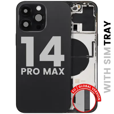 Back Housing W/ Small Parts For iPhone 14 Pro Max (EU / Global Version) (Used OEM Pull: Grade C) (Space Black)