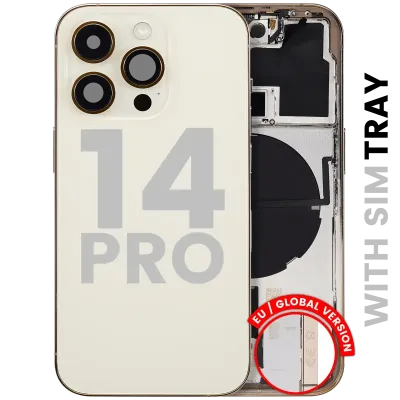 Back Housing W/ Small Parts For iPhone 14 Pro (EU / Global Version) (Used OEM Pull: Grade B) (Gold)