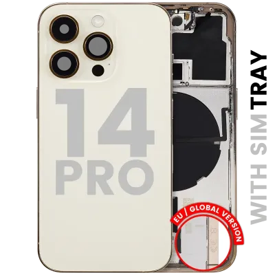 Back Housing W/ Small Parts For iPhone 14 Pro (EU / Global Version) (Used OEM Pull: Grade C) (Gold)