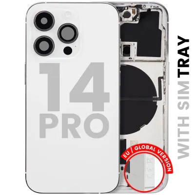 Back Housing W/ Small Parts For iPhone 14 Pro (EU / Global Version) (Used OEM Pull: Grade C) (Silver)