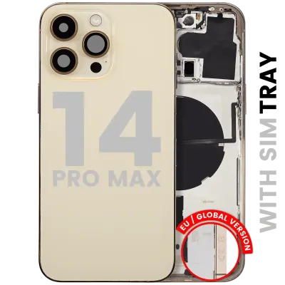 Back Housing W/ Small Parts For iPhone 14 Pro Max (EU / Global Version) (Used OEM Pull: Grade B) (Gold)
