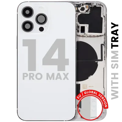 Back Housing W/ Small Parts For iPhone 14 Pro Max (EU / Global Version) (Used OEM Pull: Grade B) (Silver)