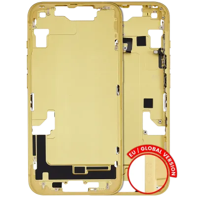 Mid-Frame Housing W/ Small Parts For iPhone 14 (EU / Global Version) (Used OEM Pull: Grade B) (Yellow)