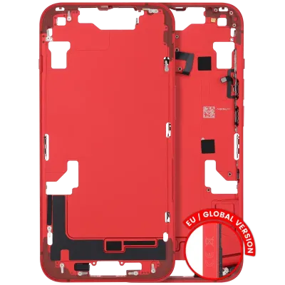 Mid-Frame Housing W/ Small Parts For iPhone 14 (EU / Global Version) (Used OEM Pull: Grade B) (Red)