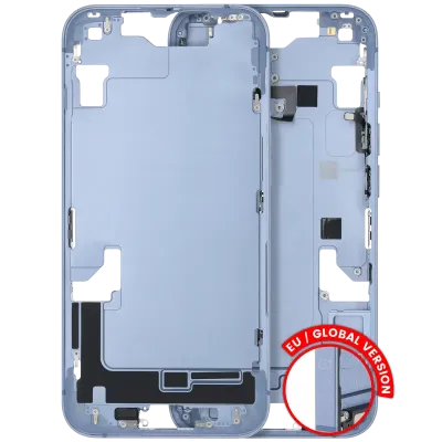 Mid-Frame Housing W/ Small Parts For iPhone 14 (EU / Global Version) (Used OEM Pull: Grade C) (Blue)