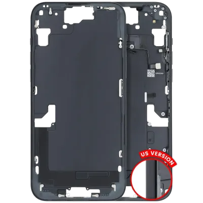 Mid-Frame Housing W/ Small Parts For iPhone 15 Plus (US Version) (Used OEM Pull: Grade C) (Black)