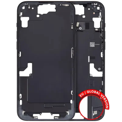 Mid-Frame Housing W/ Small Parts For iPhone 15 Plus (EU / Global Version) (Used OEM Pull: Grade B) (Black)