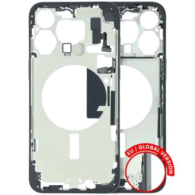 Mid-Frame Housing W/ Small Parts For iPhone 15 Pro Max (EU / Global Version) (Used OEM Pull: Grade B) (Black Titanium)
