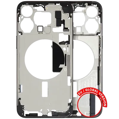 Mid-Frame Housing W/ Small Parts For iPhone 15 Pro Max (EU / Global Version) (Used OEM Pull: Grade C) (Black Titanium)