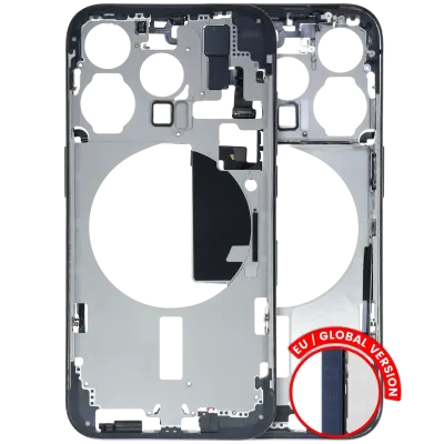 Mid-Frame Housing W/ Small Parts For iPhone 15 Pro (EU / Global Version) (Used OEM Pull: Grade C) (Blue Titanium)