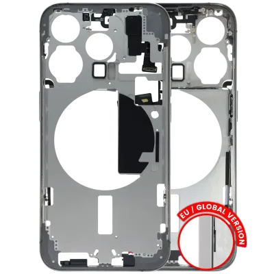 Mid-Frame Housing W/ Small Parts For iPhone 15 Pro (EU / Global Version) (Used OEM Pull: Grade B) (White Titanium)