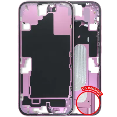 Mid-Frame Housing W/ Small Parts For iPhone 16 (US Version) (Used OEM Pull: Grade B) (Pink)