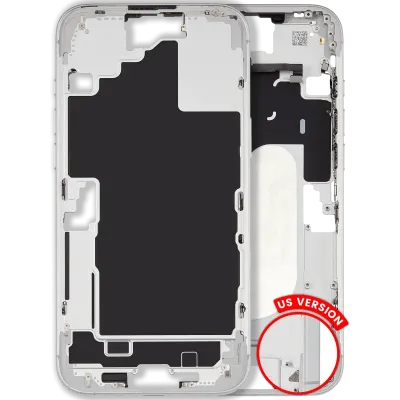 Mid-Frame Housing W/ Small Parts For iPhone 16 Plus (US Version) (Used OEM Pull: Grade B) (White)