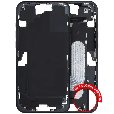 Mid-Frame Housing W/ Small Parts For iPhone 16 Plus (EU / Global Version) (Used OEM Pull: Grade B) (Black)