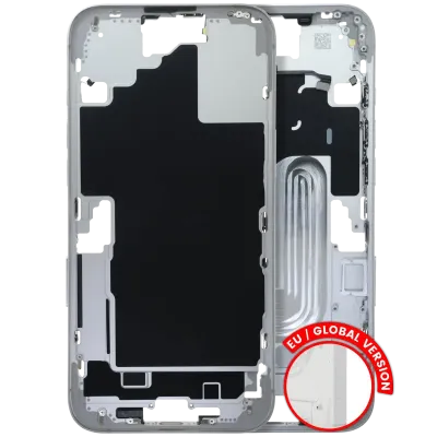 Mid-Frame Housing W/ Small Parts For iPhone 16 Plus (EU / Global Version) (Used OEM Pull: Grade B) (White)