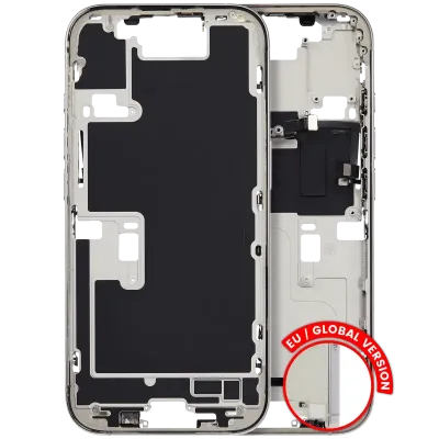 Mid-Frame Housing W/ Small Parts For iPhone 16 Pro (EU / Global Version) (Used OEM Pull: Grade B) (White Titanium)