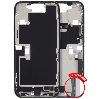Mid-Frame Housing W/ Charging Port Flex & Small Parts For iPhone 16 Pro Max (US Version) (Used OEM Pull: Grade C) (White Titanium)