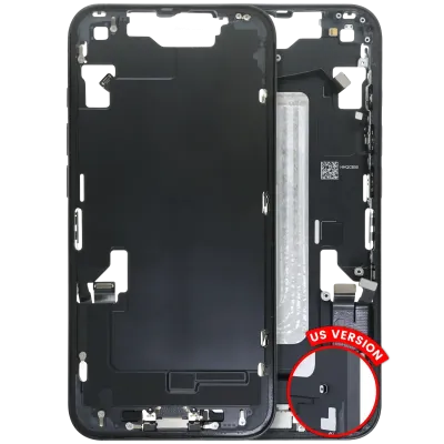 Mid-Frame Housing W/ Charging Port Flex & Small Parts For iPhone 16e / 17e (US Version) (Used OEM Pull: Grade A) (Black)
