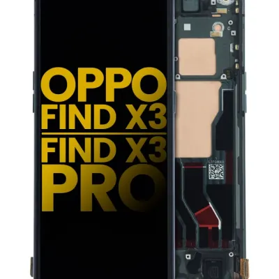 Дисплейний модуль (OLED) з рамкою для OPPO Find X3 / X3 Pro (Refurbished) (Gloss Black)