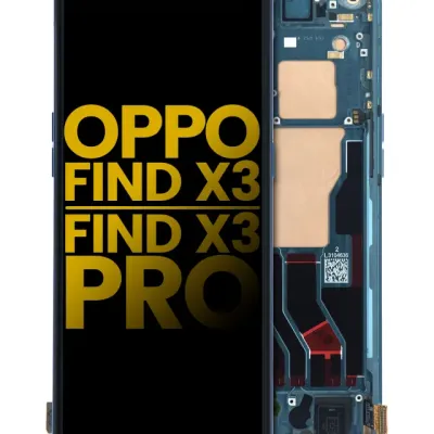 Дисплейний модуль (OLED) з рамкою для OPPO Find X3 / X3 Pro (Refurbished) (синій)