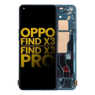 Дисплейний модуль (OLED) з рамкою для OPPO Find X3 / X3 Pro (Refurbished) (синій)