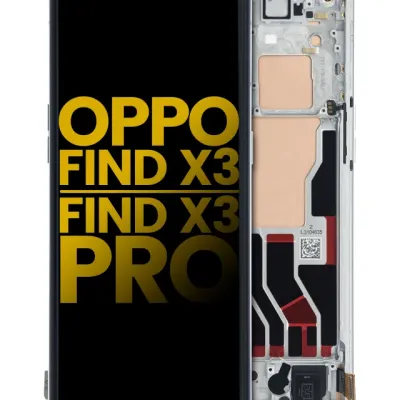 Дисплейний модуль (OLED) з рамкою для OPPO Find X3 / X3 Pro (Refurbished) (білий)